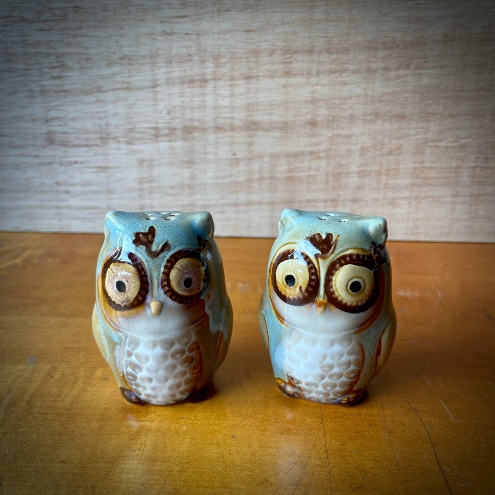 SOLD elsewhere.  Owls Salt And Pepper Shakers